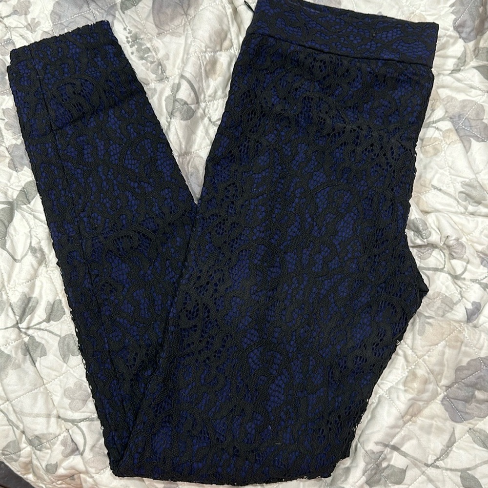 Express Black and Blue Lace leggings